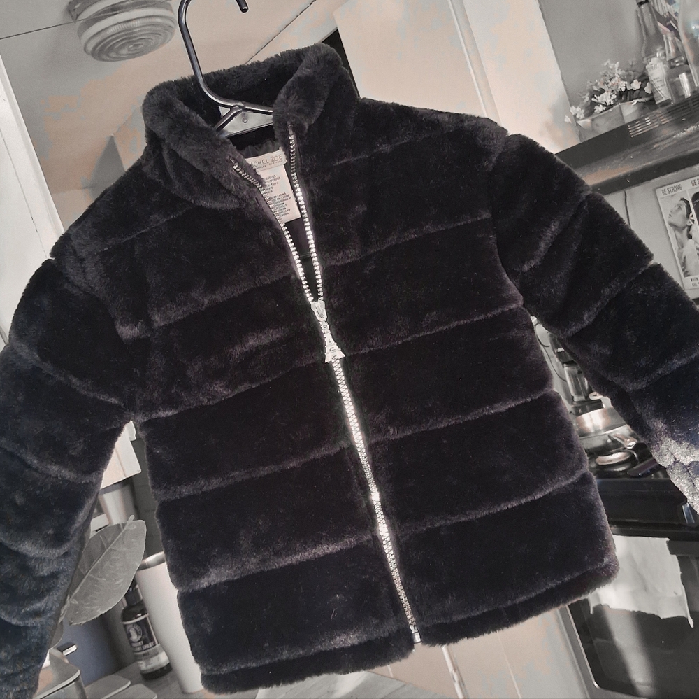Rachel Zoe Black Faux Fur Teddy Jacket For Girls Sz 5Y $25